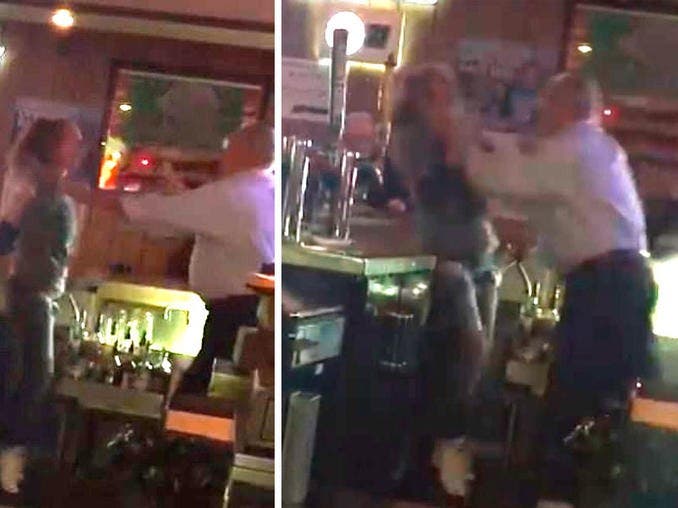 Vídeo: ¡Mal festejo del Día Internacional de la Mujer! Dueño de bar ahorca a mesera en acalorada discusión