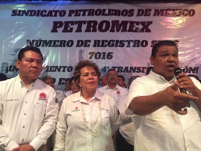 ¡Sí se pudo!, ¡Sí se pudo!, coreaban los agremiados al nuevo sindicato petrolero.
