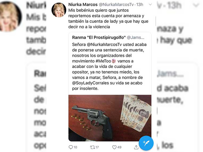 Niurka recibe amenaza de muerte
