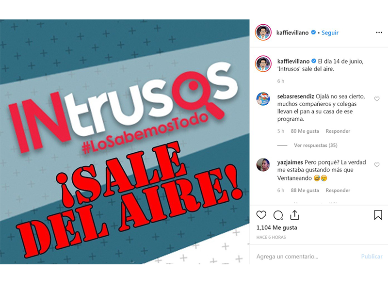 El programa de televisión “Intrusos” llega a su fin, así lo confirmó Pepillo Origel