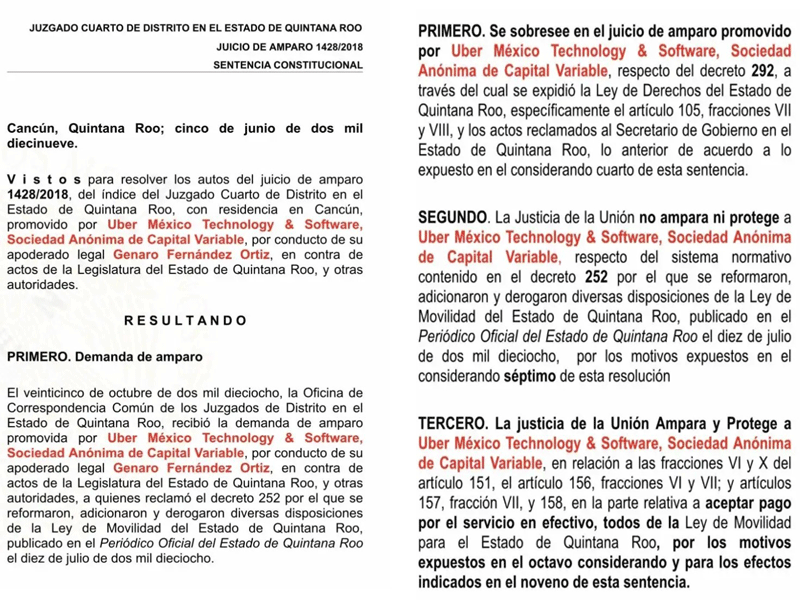 Uber no podrá operar en Cancún; un juez federal sobreseyó el amparo promovido por la plataforma digital por carecer de fundamentos violatorios.