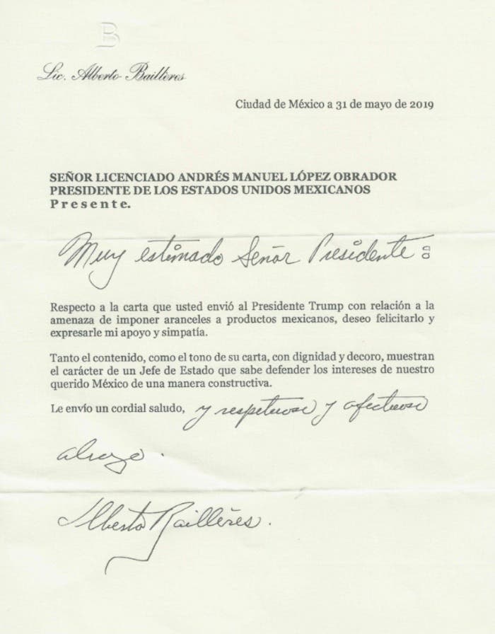 Carta del empresario dueño del Palacio de Hierro y el cuarto hombre más rico de México al Presidente Andrés Manuel López Obrador.