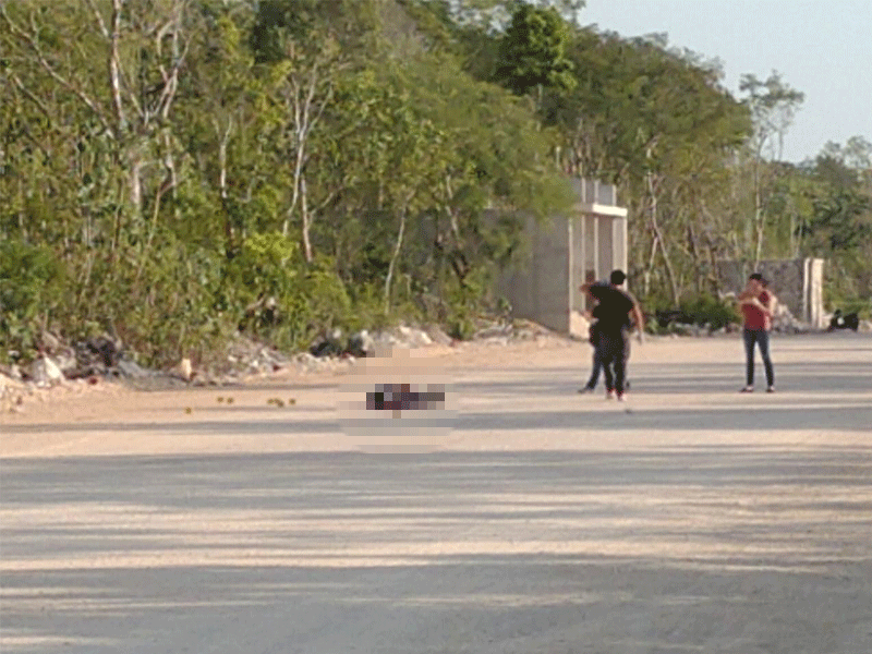 Hallan a ejecutado en la colonia Avante de Cancún; esta mañana el cuerpo de un sujeto con varios impactos de bala fue encontrado en un camino de terracería.