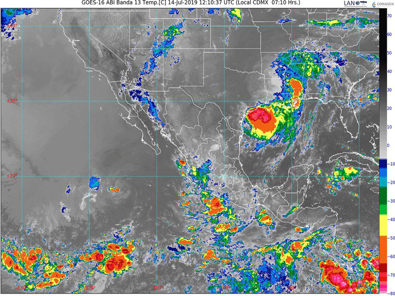 El clima para hoy domingo 14 de julio; la onda tropical No, 16 recorrerá el sur del país con probabilidades de lluvias por la tarde en Quintana Roo.