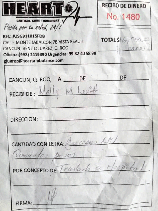 Paramédicos de la ambulancia "Heart" del Hospital Amerimed, realizaron un cobro de 16 mil 500 pesos por trasladar a un accidentado.