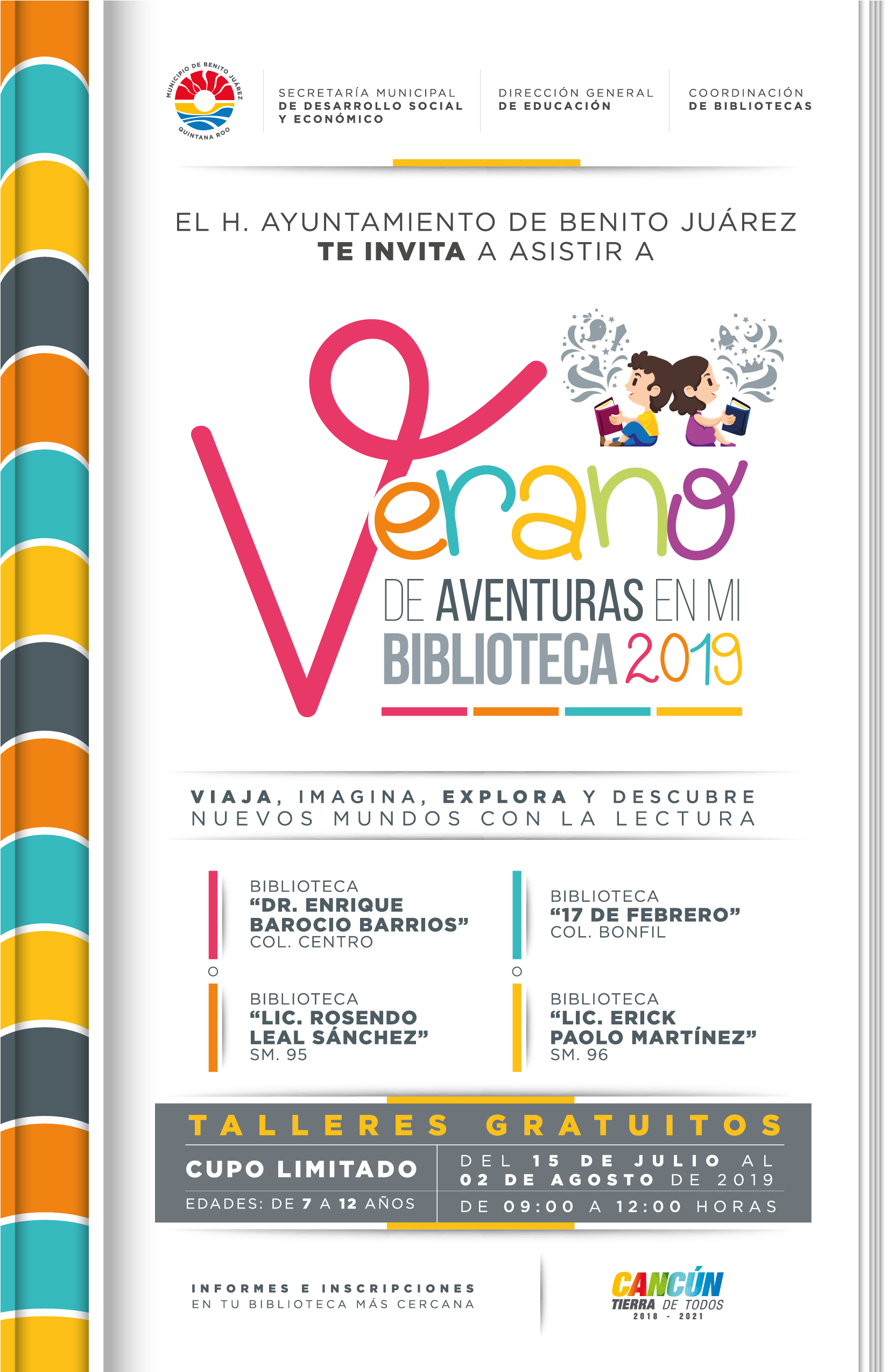 Cursos de verano en bibliotecas públicas de Benito Juárez