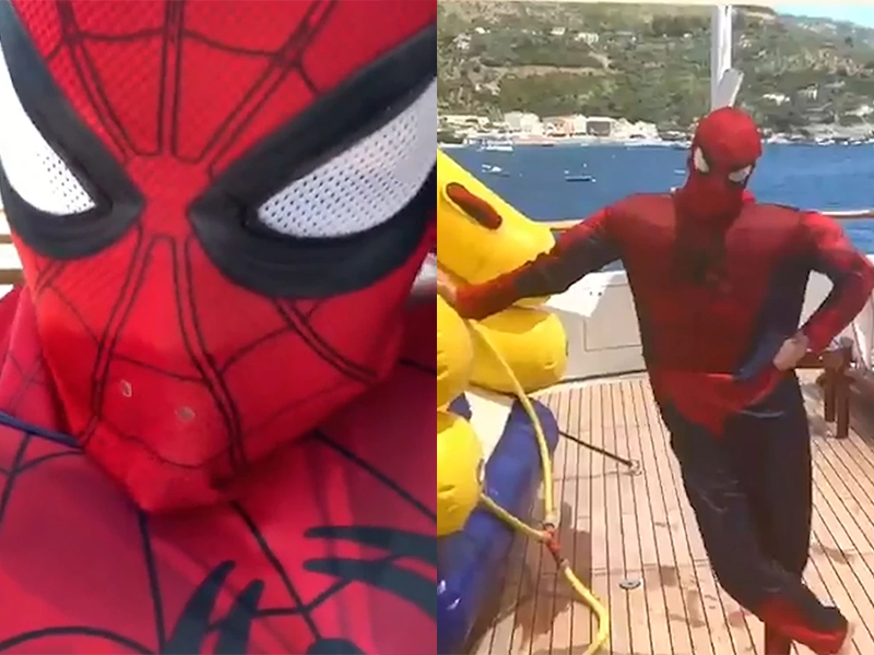 Thalía se disfraza de SpiderMan en sus vacaciones por Italia