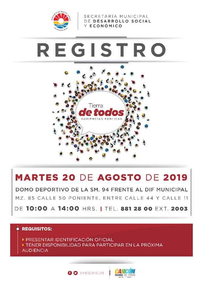 Anuncian registro para audiencia pública de “Tierra de Todos”