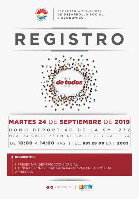 Convocan a registro de “Tierra de Todos”