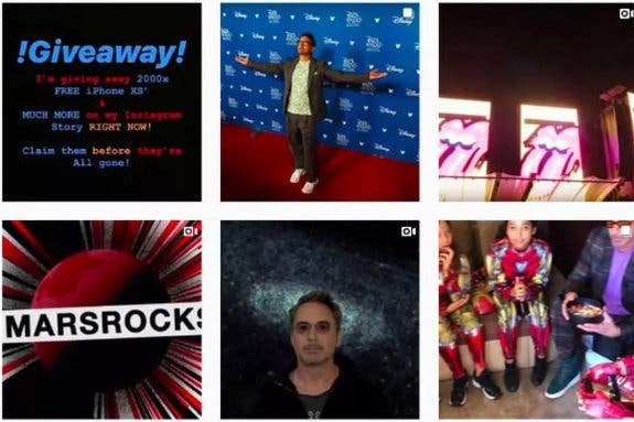 Iron man hackean Instagram de Robert Downey Jr.