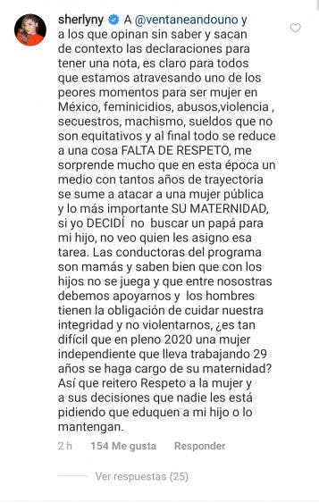 Sherlyn arremete contra Ventaneando por declaraciones sobre su hijo
