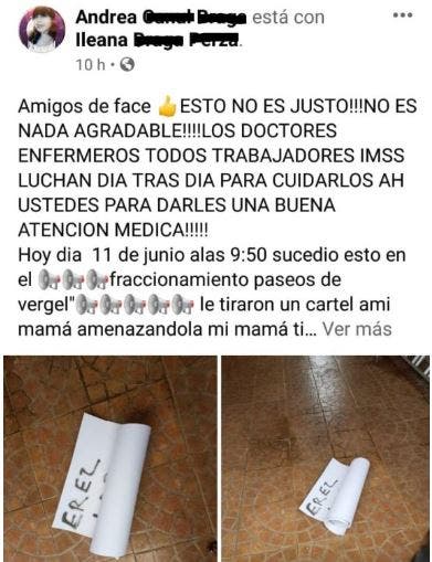 Denuncia pública a través de Facebook.