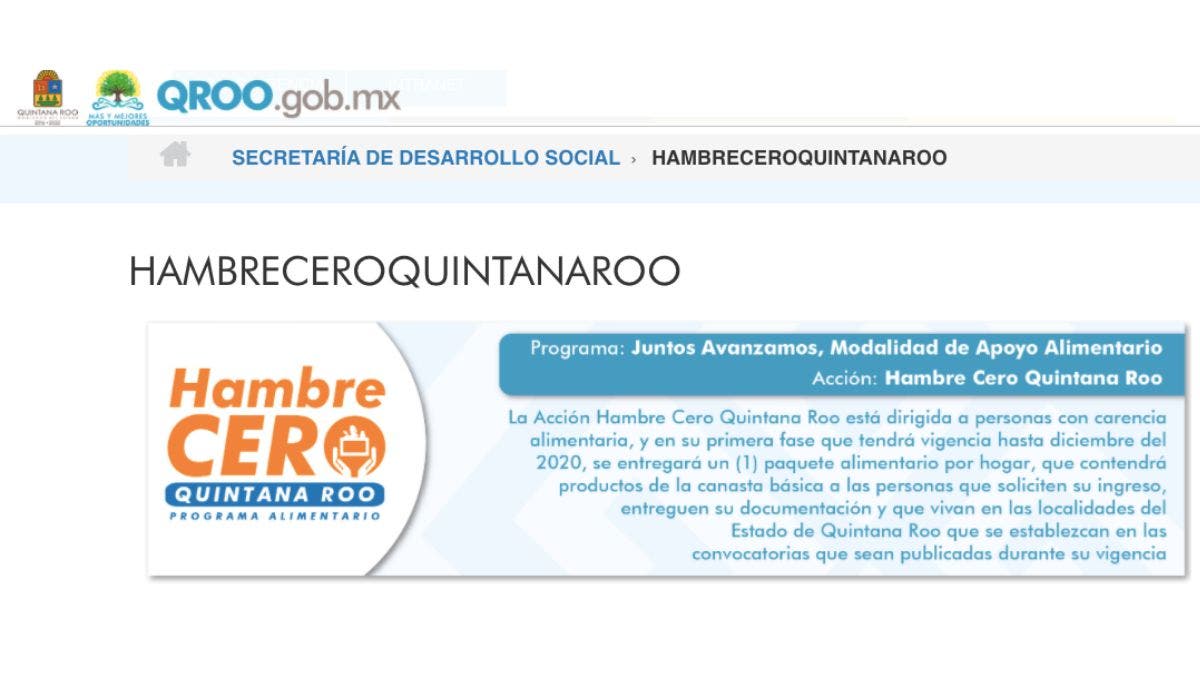Hambre Cero Quintana Roo: ¿Cómo recibir apoyo alimentario?
