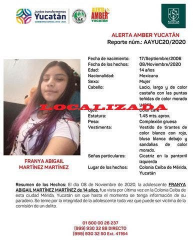 Localizan a menor de 14 años extraviada; Se encontraba en Ciudad Caucel