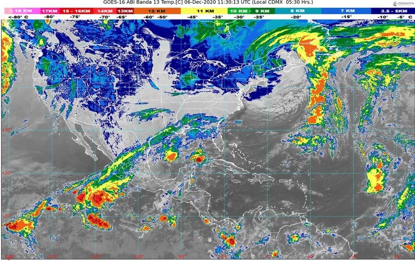 Clima: Se prevén lluvias para hoy domingo en Quintana Roo; el frente frío número 18 se extenderá sobre la Península de Yucatán.
