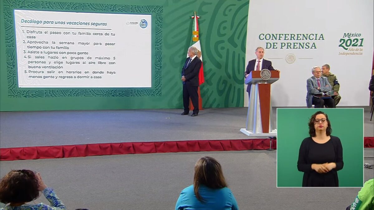 Decálogo sobre seguridad sanitaria presentado por el doctor Hugo López-Gatell en la conferencia mañanera.