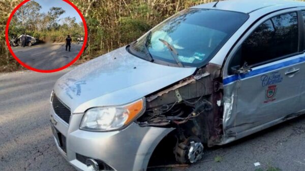 Muere conductor tras invadir carril contrario y chocar con dos vehículos en Chemax