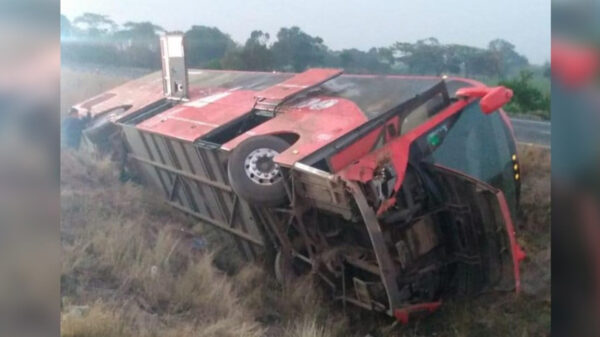 Reportan 19 lesionados tras volcadura de autobús, en Veracruz