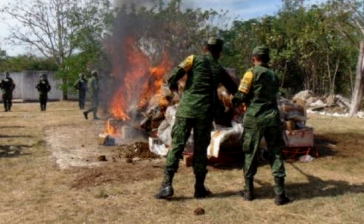 Militares destruyen más de mil kilos de narcóticos en Mérida