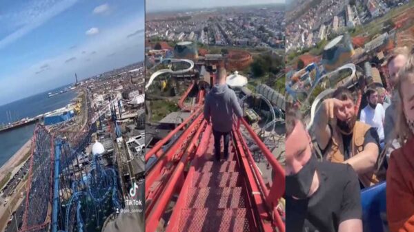 Tremendo susto se llevaron los visitantes de un parque de atracciones, luego de que la montaña rusa presentara fallas mecánicas