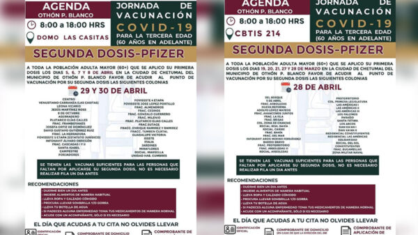 Reanudarán mañana vacunación contra covid-19 a adultos mayores
