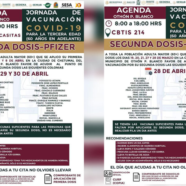 Reanudarán mañana vacunación contra covid-19 a adultos mayores