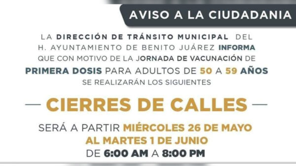 Anuncian en Cancún cierre de calles por vacunación covid-19