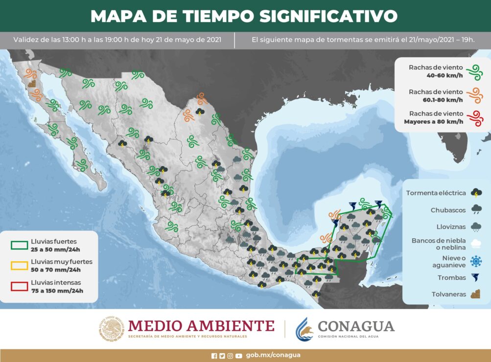 Se esperan descargas eléctricas en la Península de Yucatán; Protección Civil recomienda a la población tomar todas las precauciones.