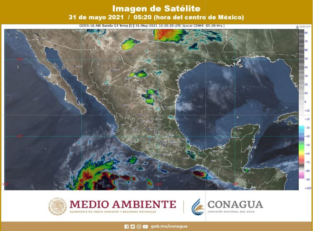 Pronóstico del clima para hoy lunes 31 de mayo en Quintana Roo; cielo nublado por la tarde con lluvias aisladas en Yucatán y Quintana Roo..