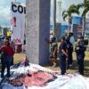 Impiden colocar manta en la glorieta del albañil en Cancún