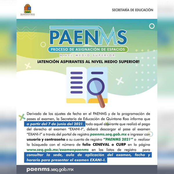 Cambia SEQ fecha para descargar pases del EXANI-1