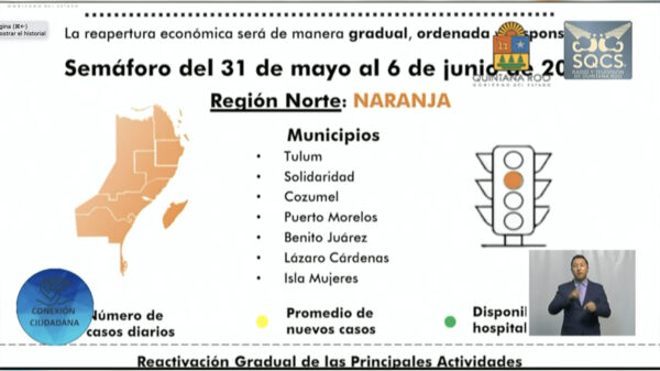 Prolonga Gobierno estatal semáforo naranja en Quintana Roo