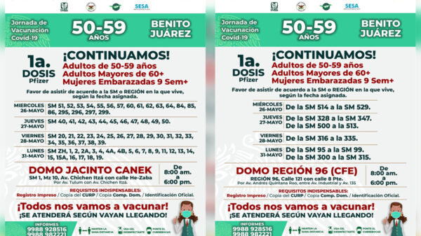 Reanudarán en Cancún campaña de vacunación contra covid-19