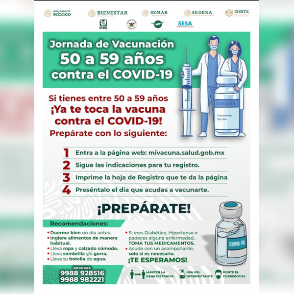 Quincuagenarios en Cancún sin fecha vacunación contra covid-19