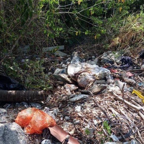 Los restos de una mujer estaban envueltos en una sábana y bolsas.