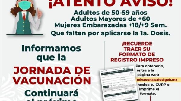 Reprograman jornada de vacunación de 50 a 59 años en Cancún.