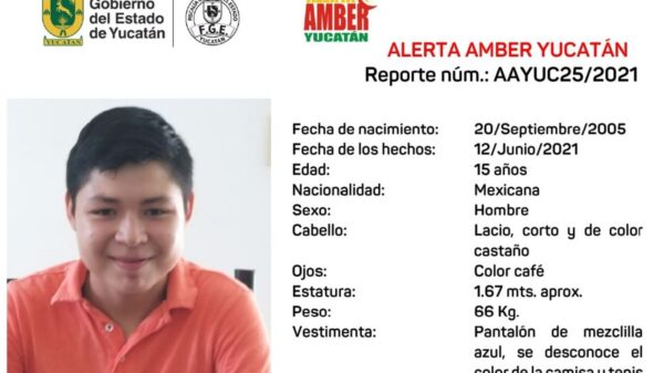 Activan Alerta Amber en Yucatán para localizar a menor de 15 años de edad