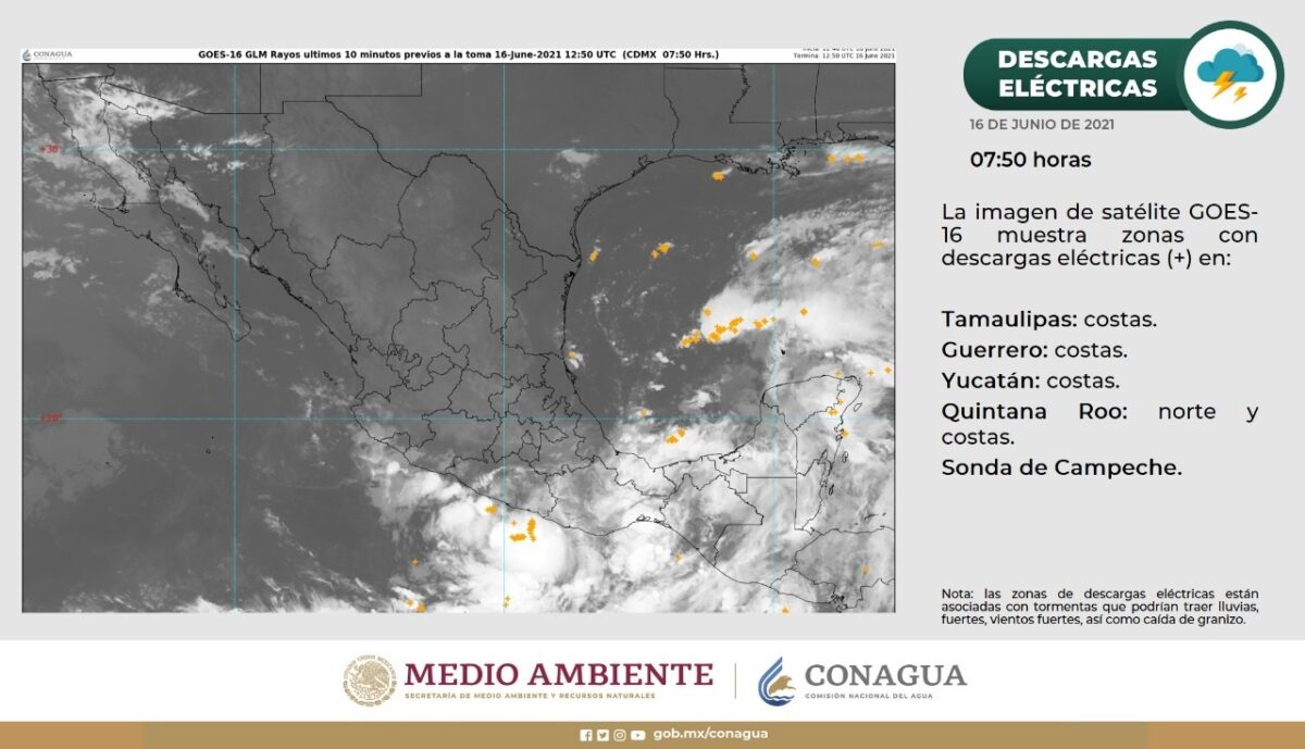 #Clima: Continuarán las lluvias intensas en Quintana Roo; zona de baja presión permanece sobre la Península de Yucatán.