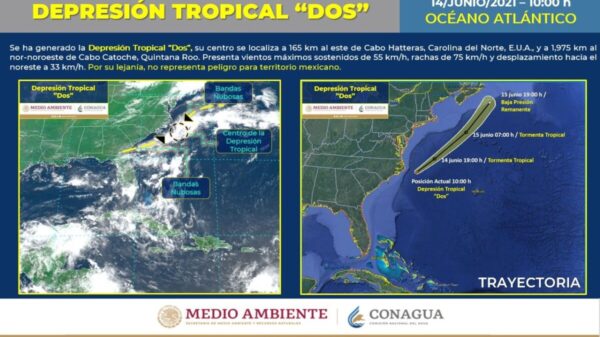 Clima: Se forma la Depresión Tropical 2 en el Océano Atlántico.
