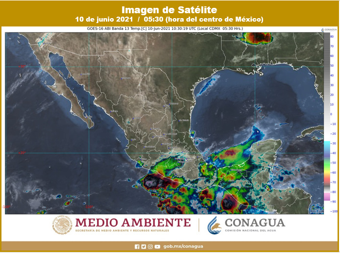 Pronóstico del clima para hoy jueves 10 de junio en Quintana Roo; incremento de nublados por la tarde, con lluvias e intervalos de chubascos.