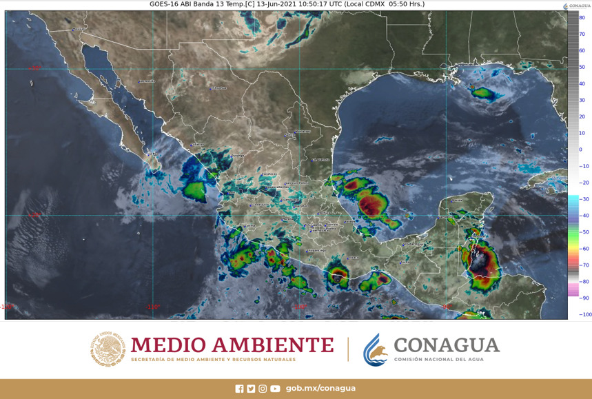 Pronóstico del clima para hoy domingo 13 de junio en Quintana Roo; se prevén lluvias fuertes en la entidad, después del mediodía.