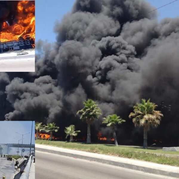 Vuelca pipa de combustible y provoca terrible explosión, en Tijuana
