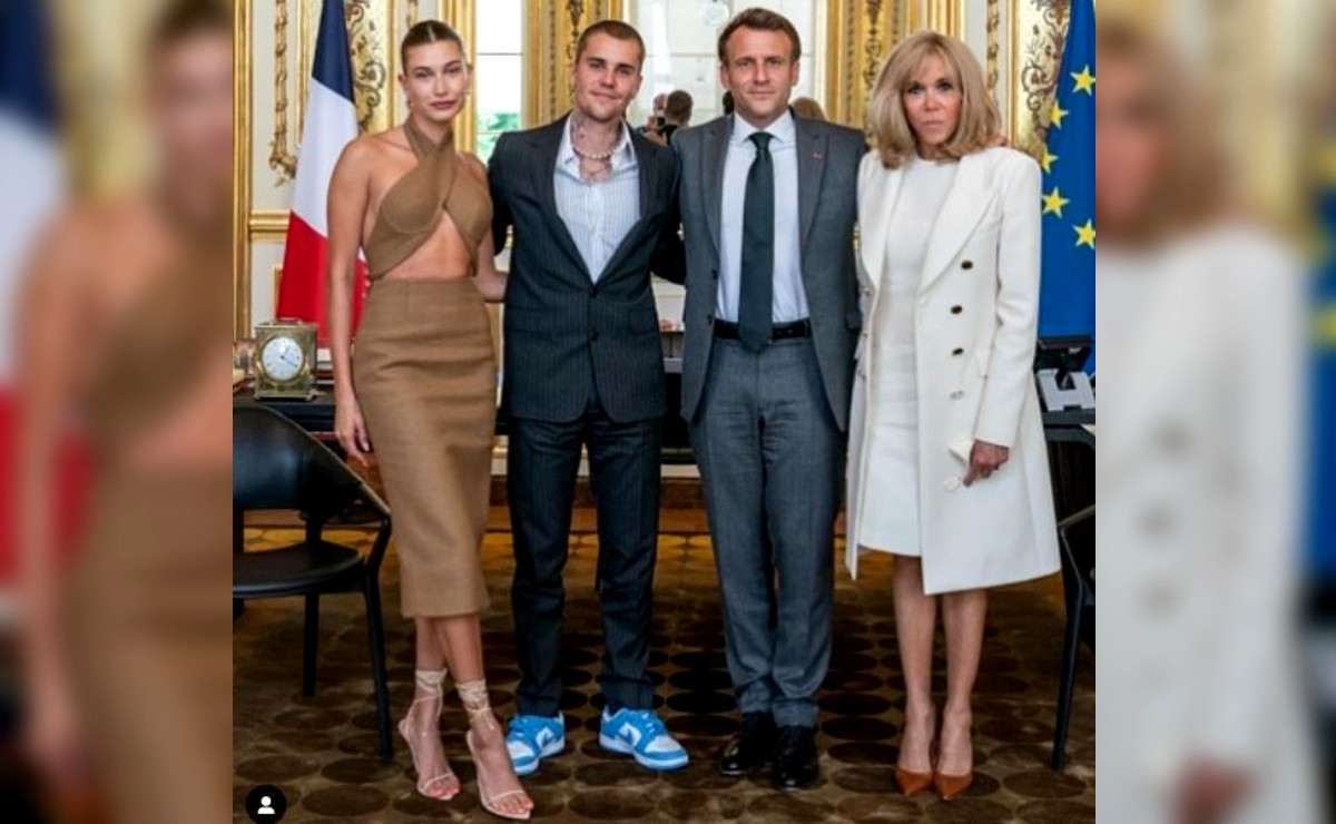 Justin Bieber y su esposa, criticados por vestirse inapropiado en encuentro con presidente de Francia