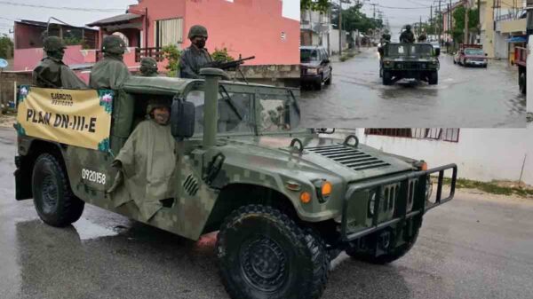 Ejército Mexicano realiza recorrido preventivo en Cancún por lluvias