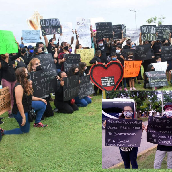 Manifestación en Cancún de pacientes con cáncer
