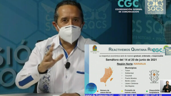 Pese a récord de 274 contagios de covid-19, Quintana Roo seguirá en naranja