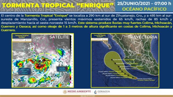 Se forma en el Pacífico la tormenta tropical ‘Enrique'.