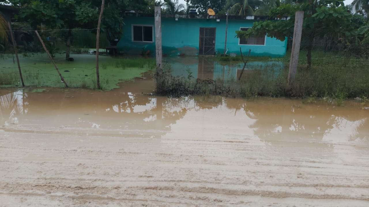 Inundaciones paralizan la actividad turística en Holbox; las intensas lluvias no causaron afectaciones a las viviendas de los habitantes.