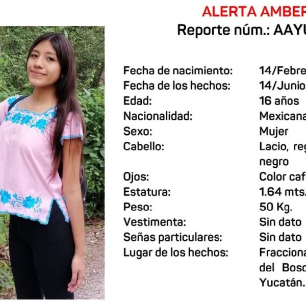 Más desaparecidos en Mérida; activan alerta amber para localizar a una joven de 16 años