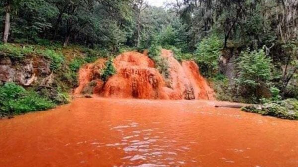 Cascadas y arroyos en Nuevo León se pintan de color naranja